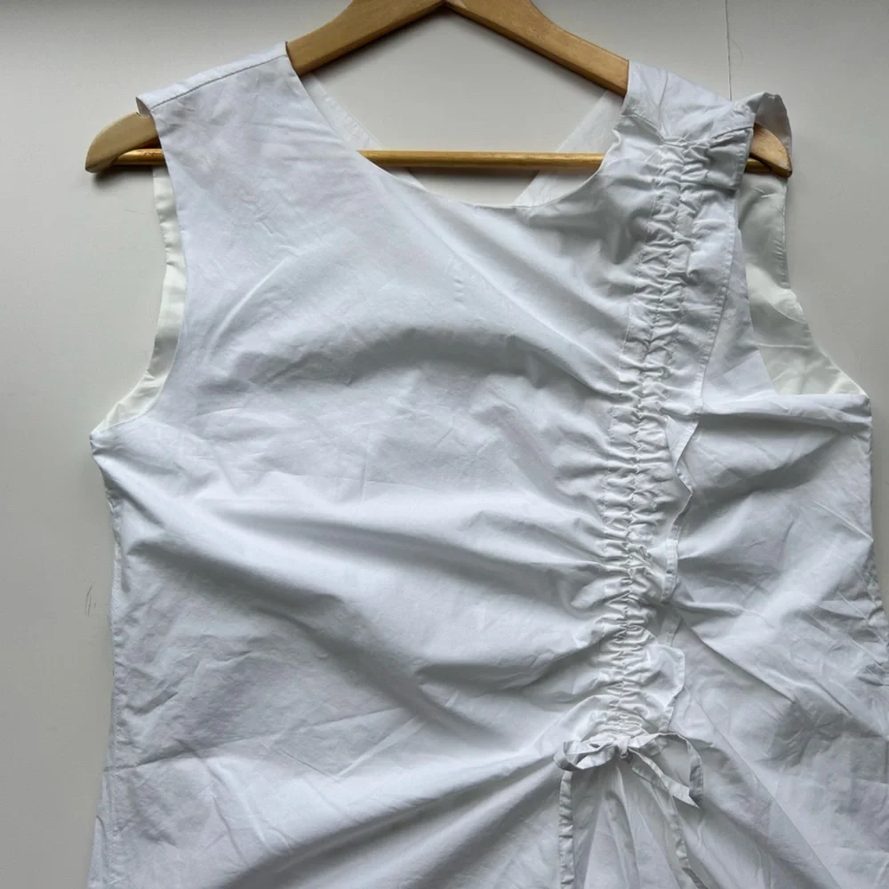 Poete white sleeveless midi dress with gathering on the side - Picture 8 of 10